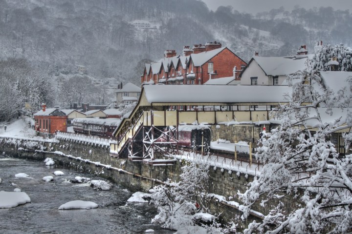 a building covered in snow
