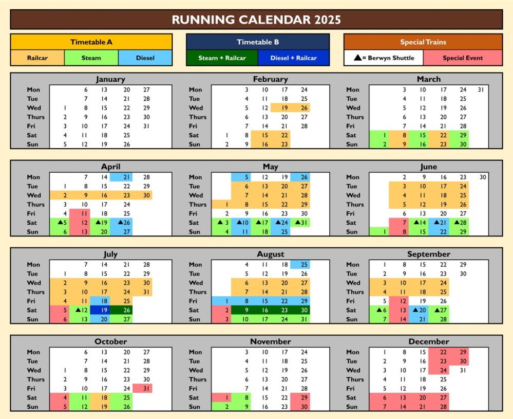 Llangollen Railway Calender 2025