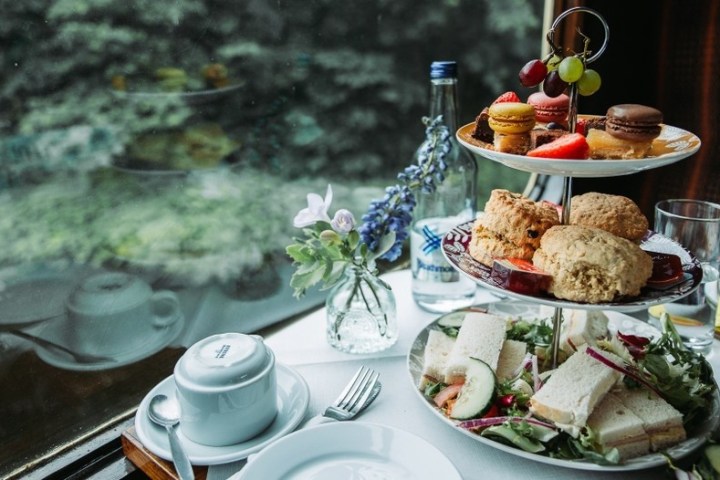 a table topped with plates of food on a plate