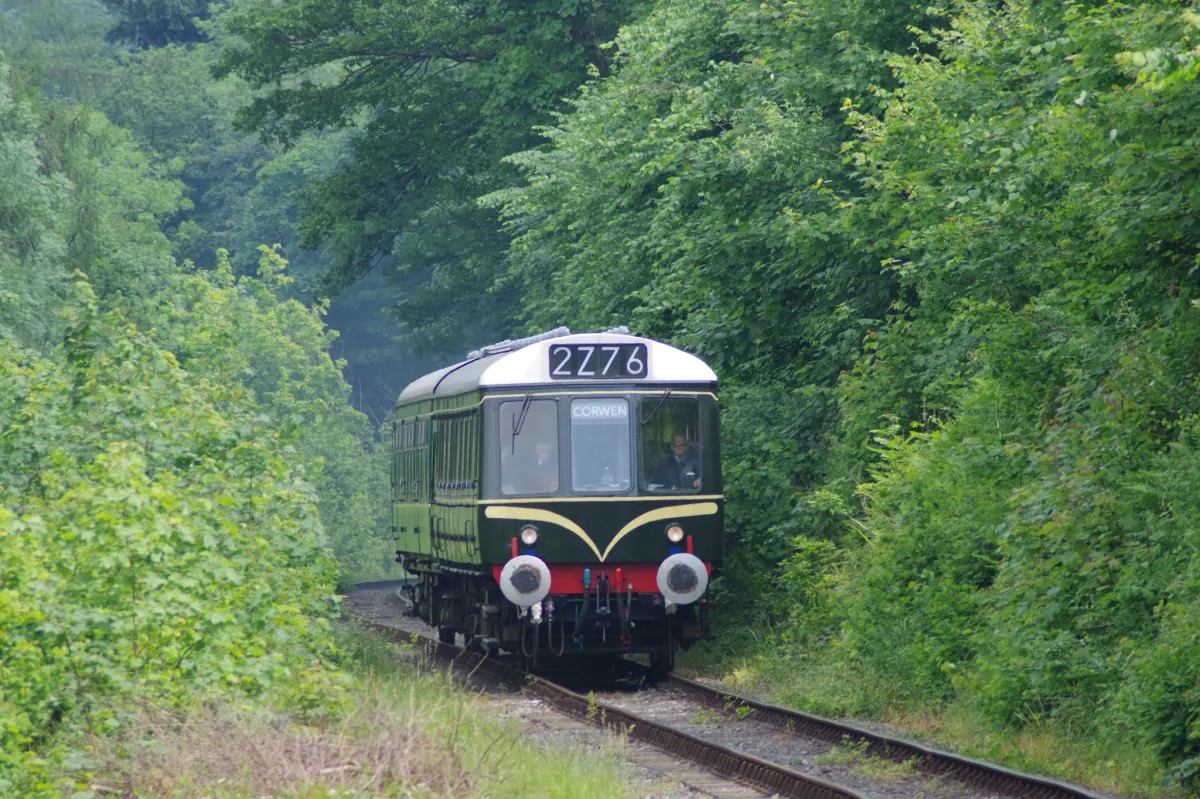DMU on track – credit Mike Martin a heritage railcar travelling down tracks